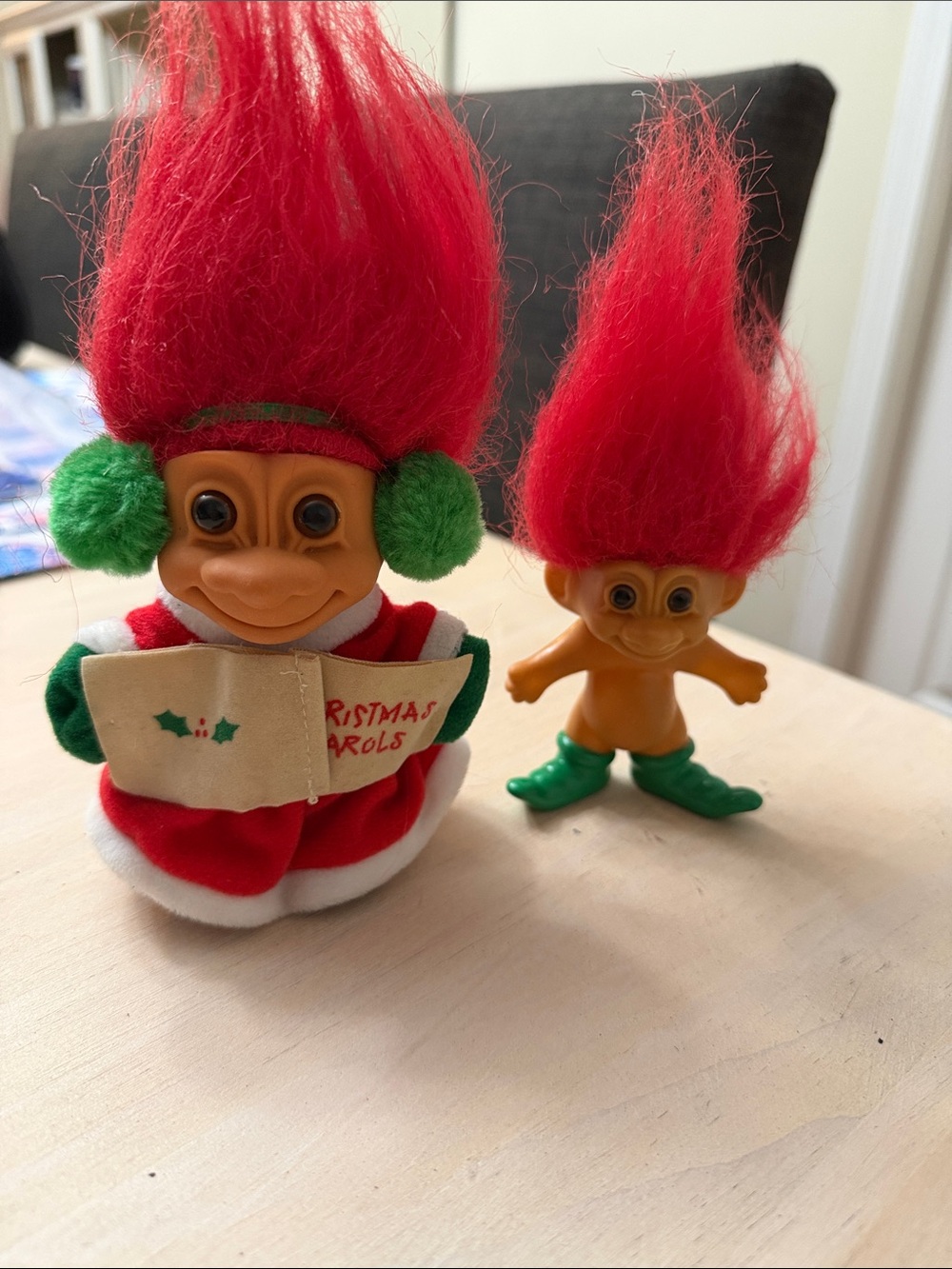 Vintage Red-Haired Holiday Troll Dolls - Festive Home Holiday Decor